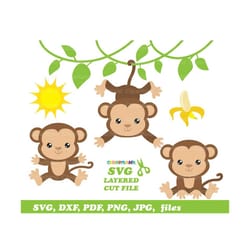 instant download. personal and commercial use is included! cute sitting girl monkey svg, dxf cut files and clip art. m_10.