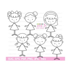 instant download. stick figure girl svg cut files and clip art. cstg_2. personal and commercial use.