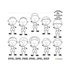 instant download. stick figure boy svg cut files and clip art. cstb_1. personal and commercial use.