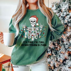 everything is fine christmas sweat-shirt png, funny christmas sweat-shirt png, tangled christmas lights sweat-shirt png,
