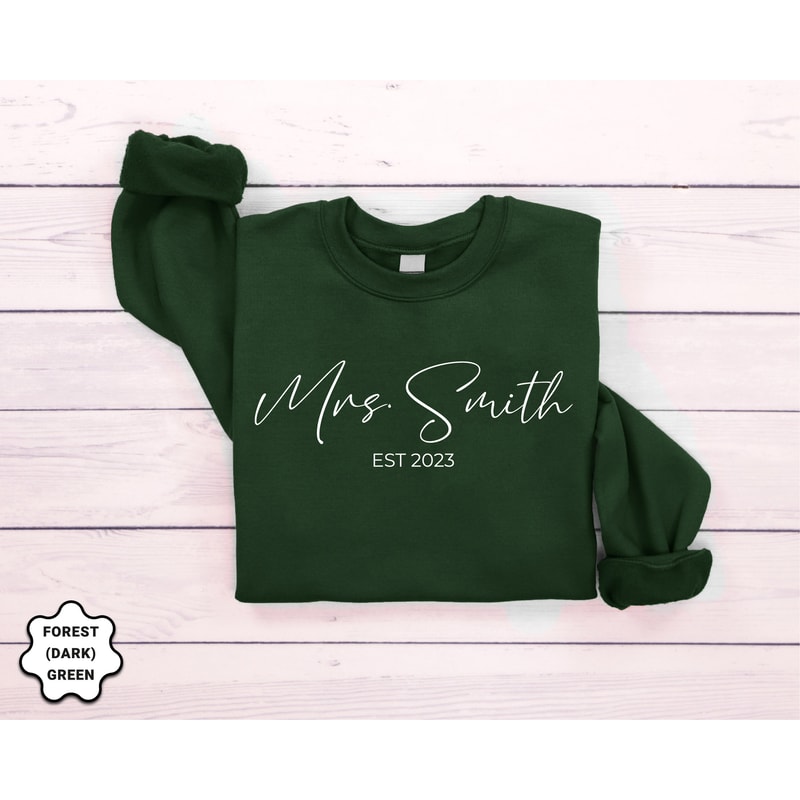 Custom Mrs Sweatshirt, Mrs Personalized Last Name Sweatshirt, Bride Sweatshirt, Wifey Sweatshirt, Custom Bridal Gift, Gift for Bride - 2.jpg