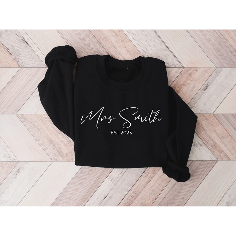 Custom Mrs Sweatshirt, Mrs Personalized Last Name Sweatshirt, Bride Sweatshirt, Wifey Sweatshirt, Custom Bridal Gift, Gift for Bride - 3.jpg