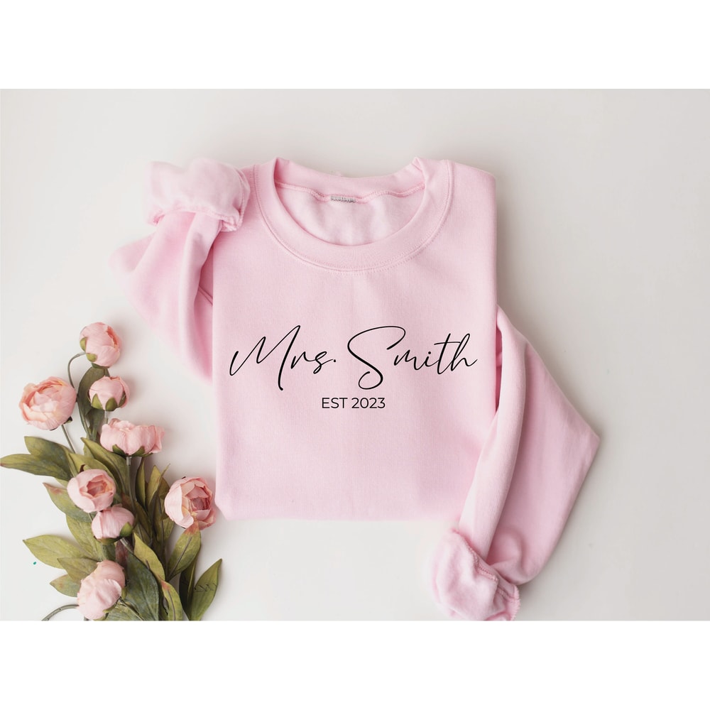 Custom Mrs Sweatshirt, Mrs Personalized Last Name Sweatshirt, Bride Sweatshirt, Wifey Sweatshirt, Custom Bridal Gift, Gift for Bride - 4.jpg