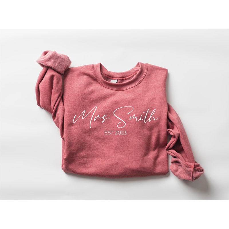 Custom Mrs Sweatshirt, Mrs Personalized Last Name Sweatshirt, Bride Sweatshirt, Wifey Sweatshirt, Custom Bridal Gift, Gift for Bride - 6.jpg