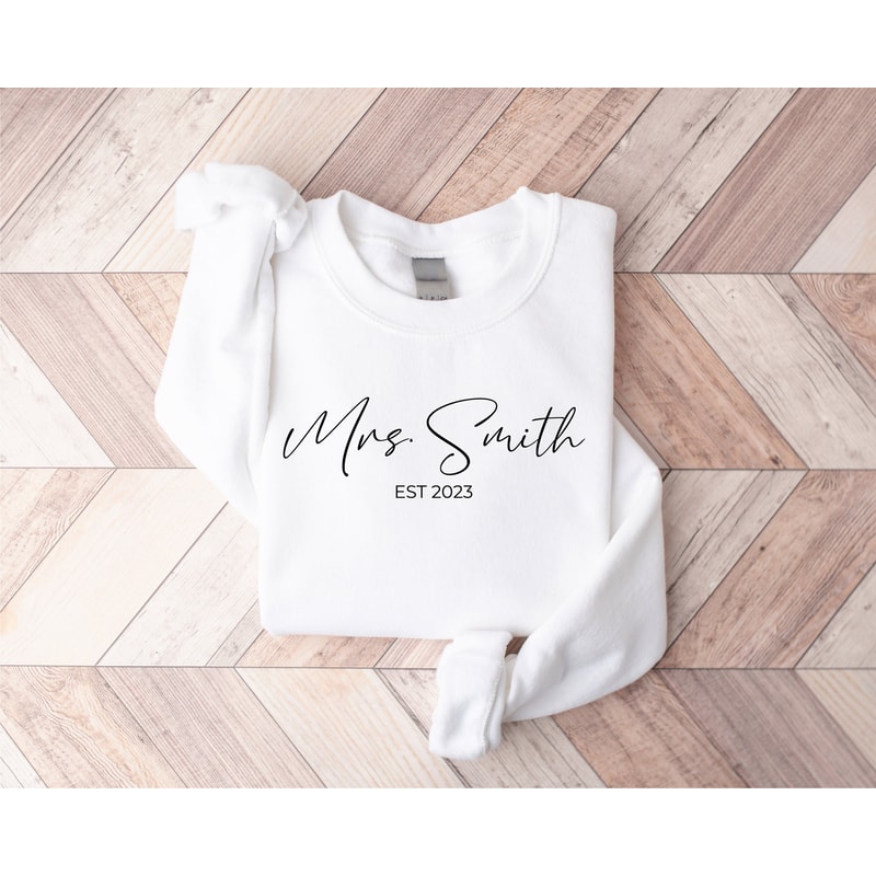 Custom Mrs Sweatshirt, Mrs Personalized Last Name Sweatshirt, Bride Sweatshirt, Wifey Sweatshirt, Custom Bridal Gift, Gift for Bride - 7.jpg