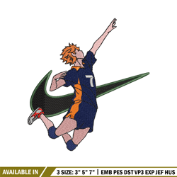 hinata x nike embroidery design, haikyuu embroidery, nike design, embroidery shirt, embroidery file, digital download