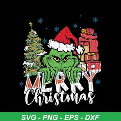 Merry Christmas Grinchy Santa Hat SVG Graphic Design File
