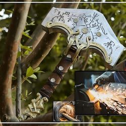 god of war ragnarok mjolnir thunder hammer cosplay, viking norse thor hammer rep