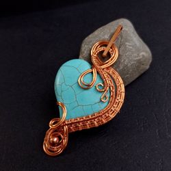 A wire heart pendant with a blue stone, A gift to a loved one. Nostalgic christmas gift. Rustic lifestyle necklace
