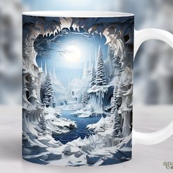 3D Winter Mug, Christmas Landscape Mug