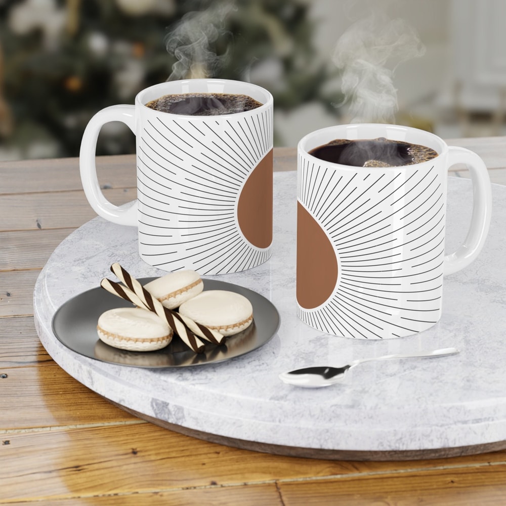 Bohemian Geometric Abstract Art On Mug Minimalist Boho Mid Century Abstract Art Ceramic Mug Abstract Mug Design Office Mug Gift Idea - 1.jpg