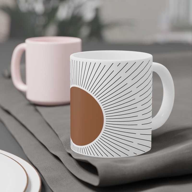 Bohemian Geometric Abstract Art On Mug Minimalist Boho Mid Century Abstract Art Ceramic Mug Abstract Mug Design Office Mug Gift Idea - 2.jpg