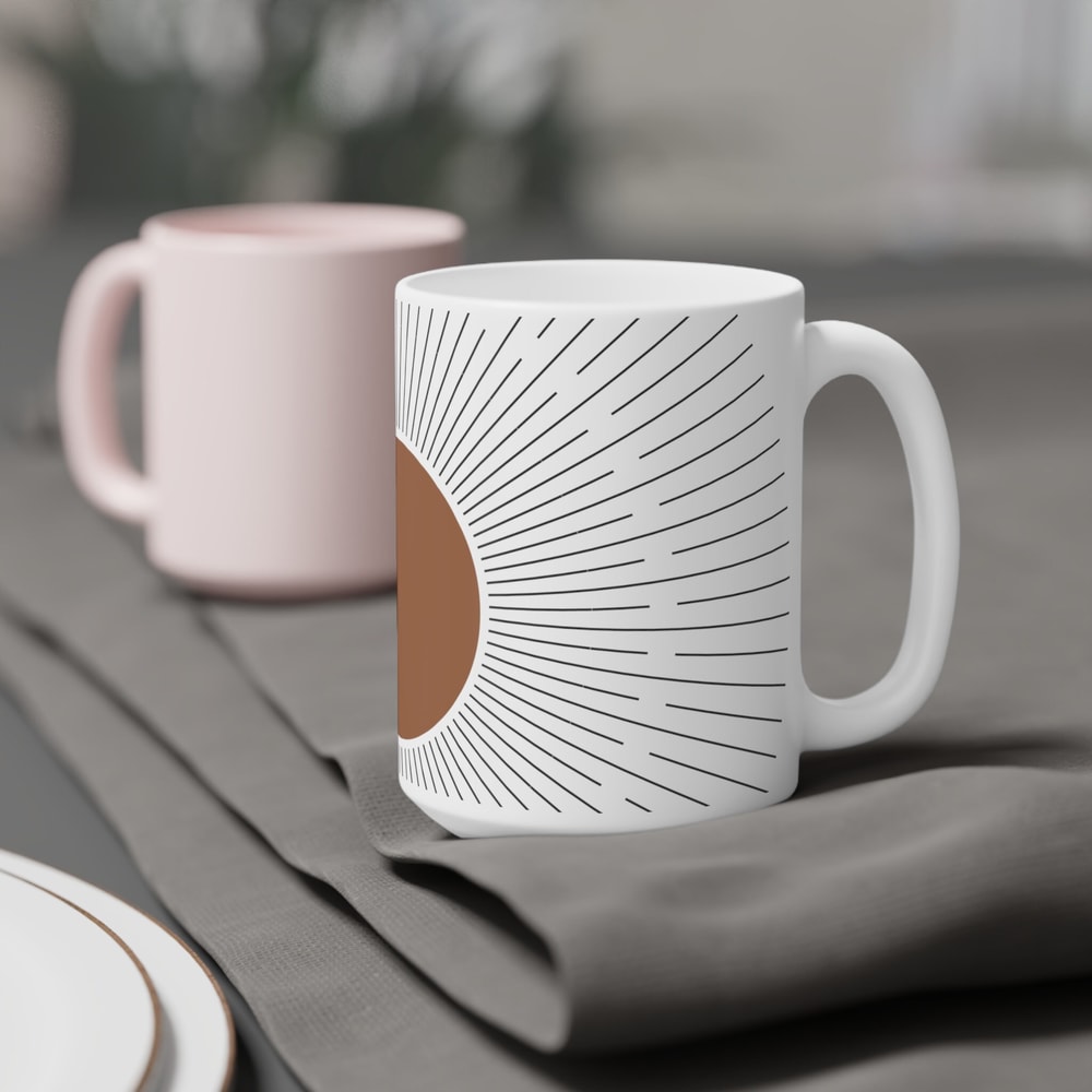 Bohemian Geometric Abstract Art On Mug Minimalist Boho Mid Century Abstract Art Ceramic Mug Abstract Mug Design Office Mug Gift Idea - 6.jpg