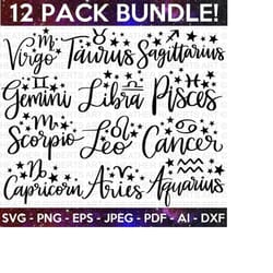 zodiac signs svg bundle, astrology signs svg, zodiac symbols svg, constellation signs svg, astrology, horoscope, cut fil