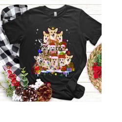 corgi christmas tree christmas corgi t shirt, funny christmas corgi shirt, corgi christmas tree lights shirt, dog shirt,