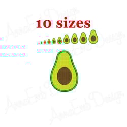 avocado embroidery design. avocado mini embroidery. fruit embroidery design. machine embroidery. avocado fill stitch