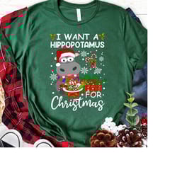 fiona hippo christmas t shirt i want a hippopotamus for christmas hippo christmas pajamas t-shirt hippo shirt, hippo swe