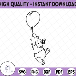 winnie the pooh holding a balloon svg, winnie the pooh svg, balloon svg, funny svg, disney svg, disney cut file, pooh sv