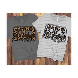 leopard camper svg dxf png, happy camper, camping, trailer, summer, wanderlust, adventure, files for: cricut, silhouette, sublimation