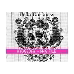 darkness png, digital download, sublimation, sublimate, dtg, one color, skull, wings, floral, rock, vintage, punk, crow