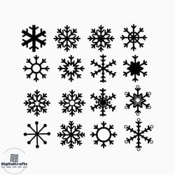 16 snowflake svg, snowflake bundle flake winter silhouette christmas, snowflake clipart snowflakes frames winter svg, cut file cricut