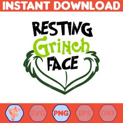 The Grinch Png, Resting Grinch Face Png, Merry Grnichmas Png, Retro Grinch Png