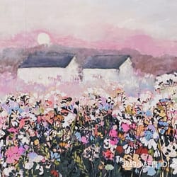 oil painting on canvas landscape painting flowers fields painting impressionism painting wall hanging floral landscape