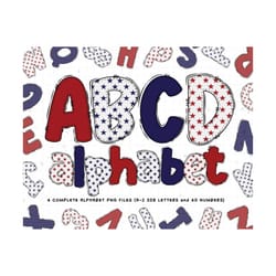 red white blue alphabet letters png bundle, 4th of july png, patriotic usa flag doodle letters, 4th of july sublimation design, clipart