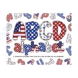 4th of july, patriotic doodle alphabet bundle, 4th of july png letters and number, red white blue sublimation design, usa flag alphabet