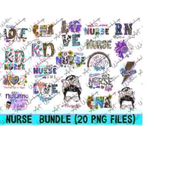 20 nurse sublimation bundle png, nurse bundle png, nurse life png, school nurse png, love nurse, peace love nursing, sublimation designs