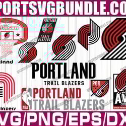 bundle 10 files portland trail blazers basketball team svg, portland trail blazers svg, nba teams svg, nba svg, png, dxf