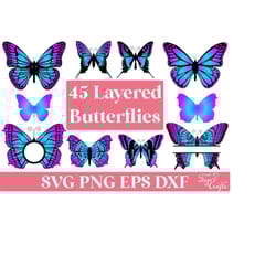 layered butterfly svg bundle, layered butterflies svg, butterfly monogram svg, butterfly split svg, butterfly clipart pn