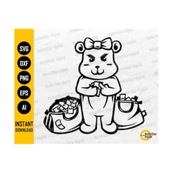 teddy bear girl money bags svg | counting cash svg | rich savage hip hop rap rapper gangster | cutfile clipart vector digital dxf png eps ai