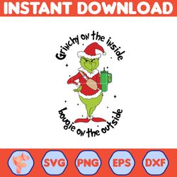 Funny Bougie Christmas Svg, Grinchy On The Inside Bougie On The Out Side Png, Santa Claus Svg, Merry Xmas Svg