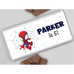 spidey and his amazing friends chocolate label spidey candy bar wrapper spiderman boy birthday 1.55 oz chocolate bar cov