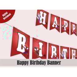spidey and his amazing friends birthday banner, spidey happy birthday banner flag, printable spidey bday garland, instan