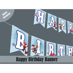 spidey birthday banner, spidey and his amazing friends happy birthday banner flag, printable bday decoration, instant di