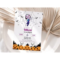 spidey halloween birthday invitation spidey and his amazing friends halloween birthday party invite girl editable instan