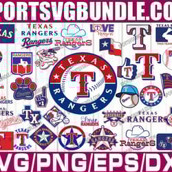 bundle 37 files texas rangers baseball team svg, texas rangers svg, mlb team svg, mlb svg, png, dxf, eps, jpg