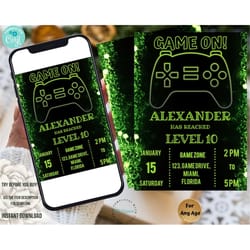 editable video game party invitation, gamer invitation, video game birthday party invitation, video game birthday party,