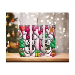 3d inflated cartoon christmas tumbler wrap, snowman inflated wrap, 20 oz tumbler wrap, merry christmas, mouse christmas tumbler wrap