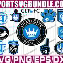 bundle 12 files charlotte fc soccer team svg, charlotte fc svg, mls teams svg, mls svg, png, dxf, eps, instant download