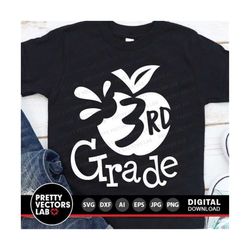 third grade svg, back to school svg, 3rd grade svg, dxf, eps, png, teacher svg, kids, 1st day of school cut files, apple, silhouette cricut
