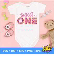 sweet one svg, first birthday cutting file, 1st birthday party svg, one donut svg, one sweet girl, cute donut silhouette, cricut svg, vinyl