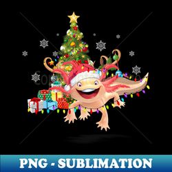 Axolotl Christmas Lights Santa Hat Merry Christmas - Elegant Sublimation PNG Download - Perfect for Creative Projects