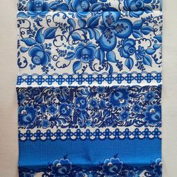New Souvenir towel Waffle Fabric Wafer Cotton tradition Russian Folk print Gzhel Kitchen Cloth Home Decor