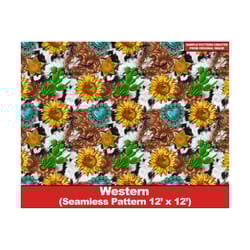 western seamless digital paper, sunflowers digital seamless pattern, bull skull scrapbook, printable scrapbook paper, textile/fabric