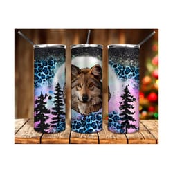 wolf leopard 20oz tumbler png sublimation design download, wolf tumbler png, western tumbler png, animal png, sublimate designs download