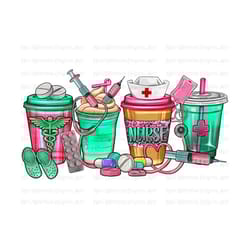 nurse coffee cups png sublimation design, coffee cups png design, nurse life png, nursing png, coffee love png, sublimate designs download