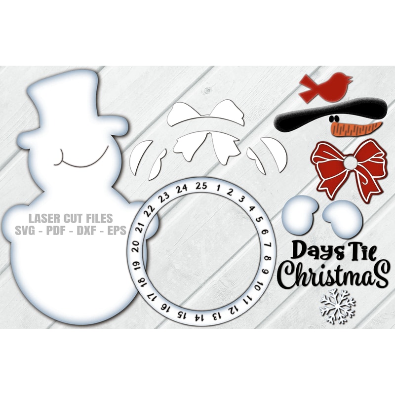 Christmas Countdown SVG Laser Cut Files Snowman SVG Days Until Christmas Glowforge Files 1.png